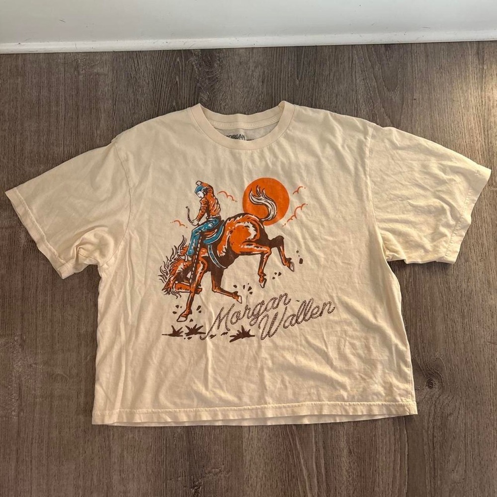Morgan Wallen Kids Cream Graphic Tee - Western Bucking Horse Design